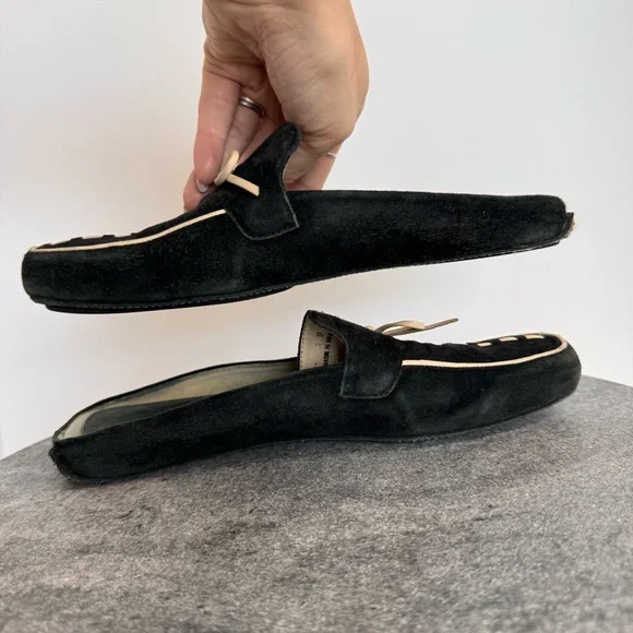 Vintage Leather Suede Black White Cole Haan Mules Flats 7 - Picture 6 of 14